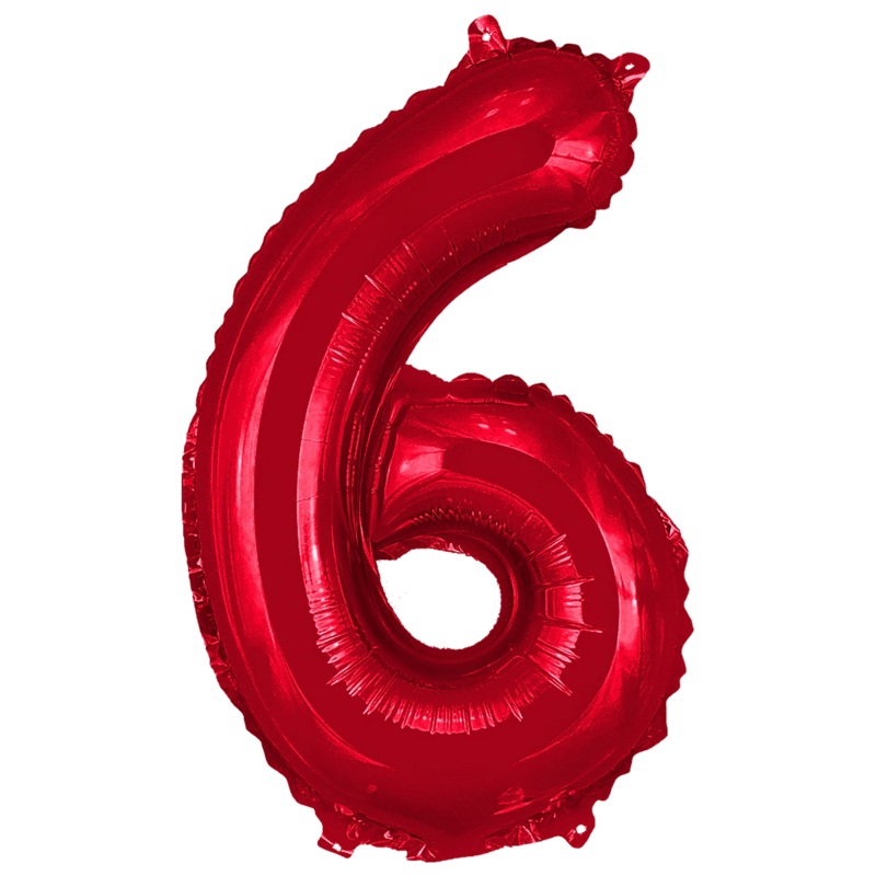 Red Number 6 16" Balloon