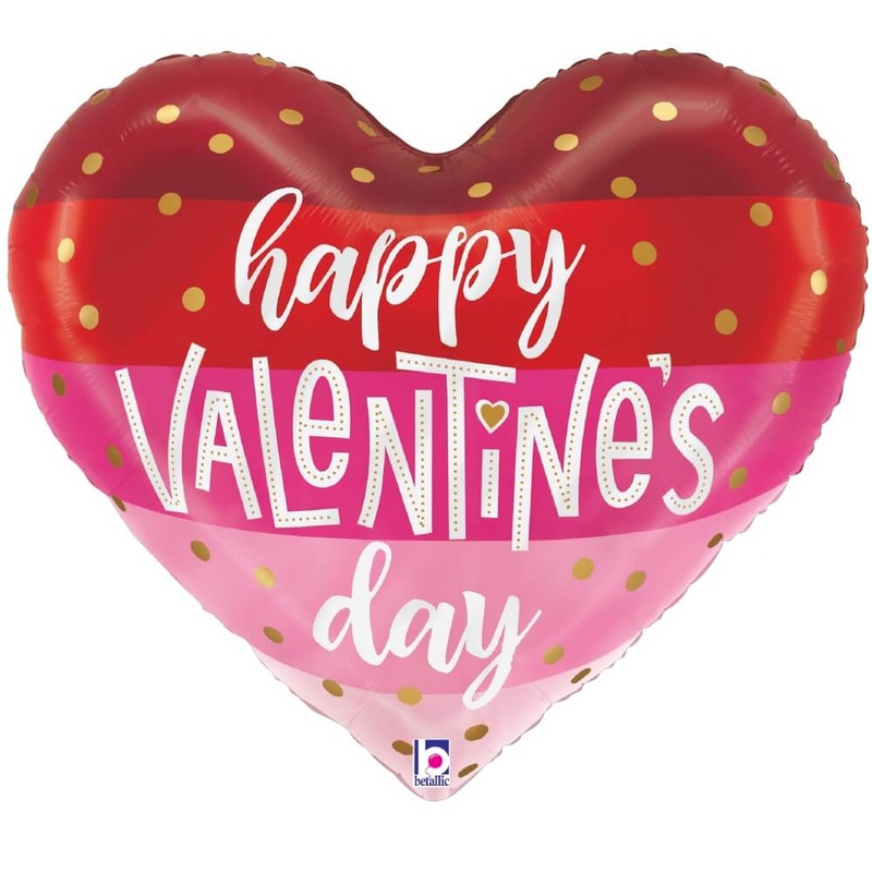 Satin Stripes Happy Valentine's Day Heart 24 Balloon