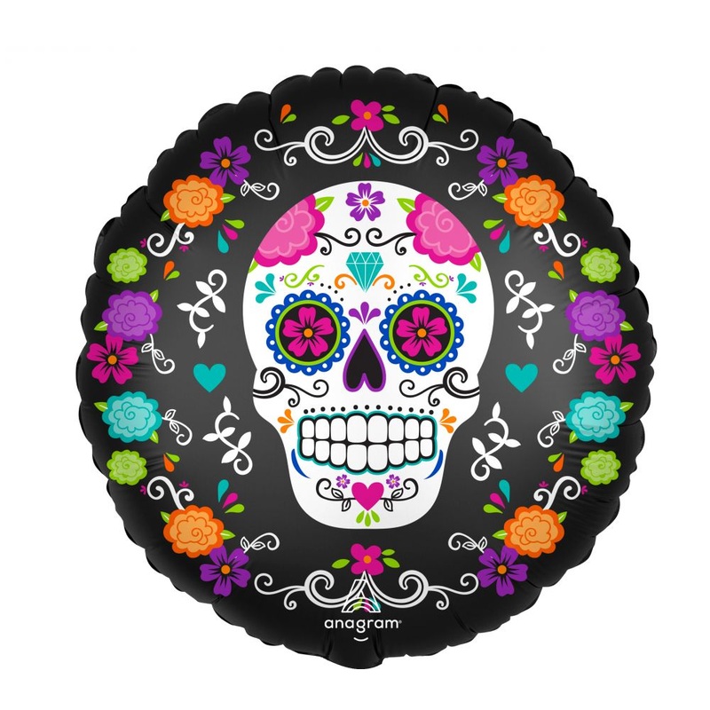 Sugar Skull & Marigolds Satin 18 Balloon