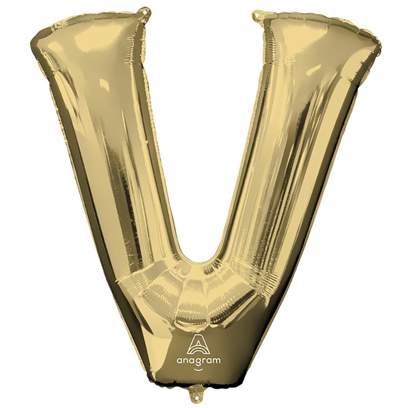 White Gold Letter V 34 Balloon