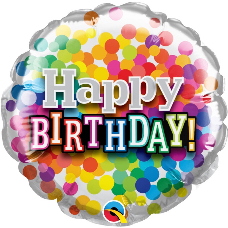 Birthday Rainbow Confetti 4" Air-fill Balloon (requires heat sealing)