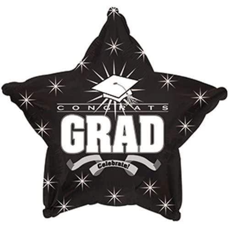 Congrats Grad Graduation Black Star 18 Balloon
