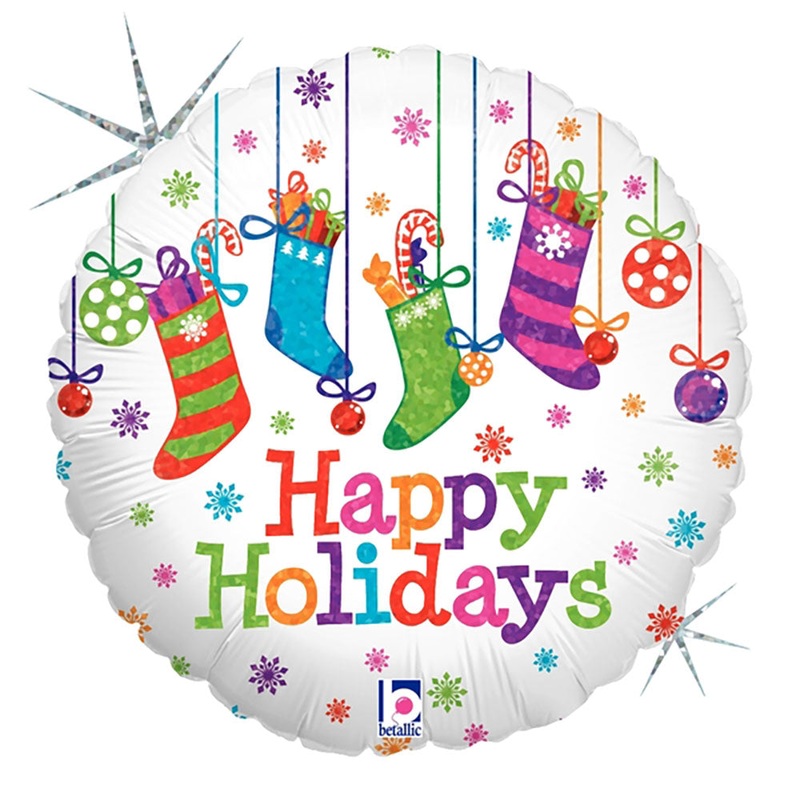 Happy Holidays Stockings 18 Balloon