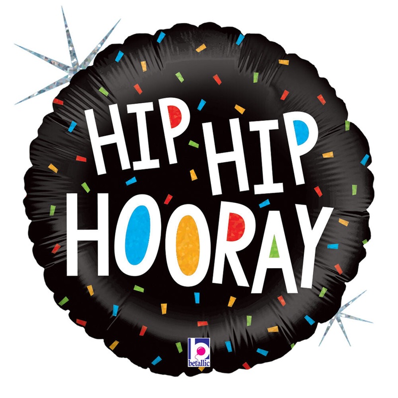 Hip Hip Hooray Holographic 18" Balloon