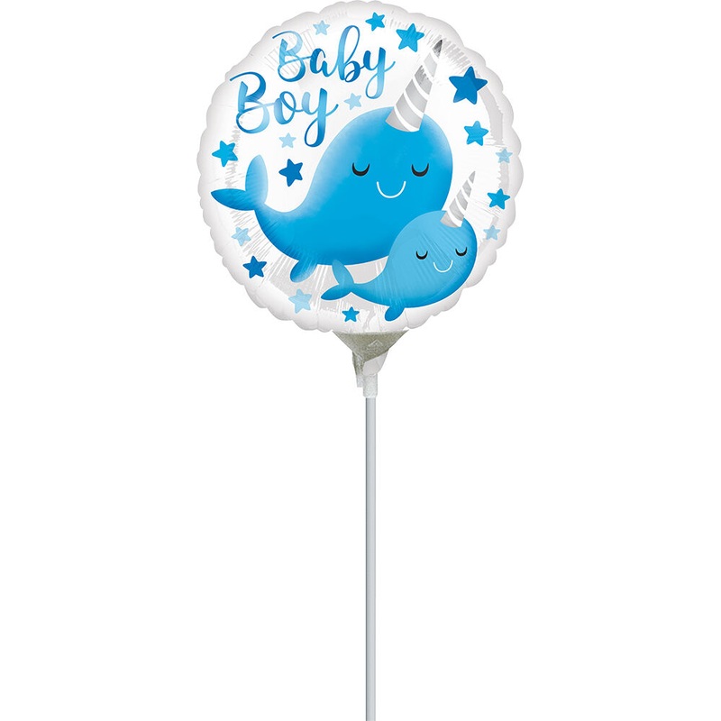 Narwhal Baby Boy 4" Air-fill Balloon (requires heat sealing)