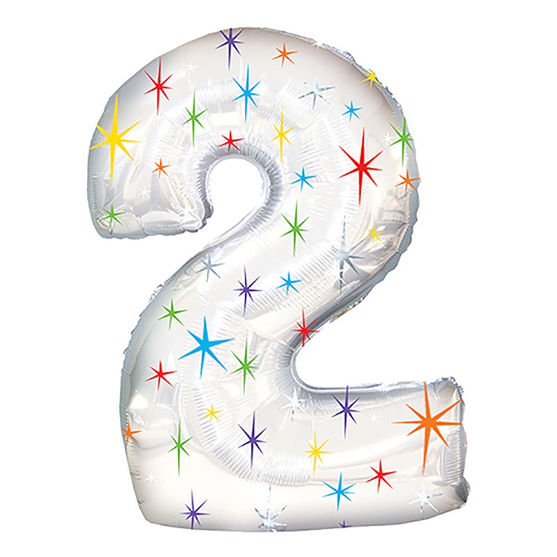 Number 2 - Multi-colored Sparkle 38 Balloon