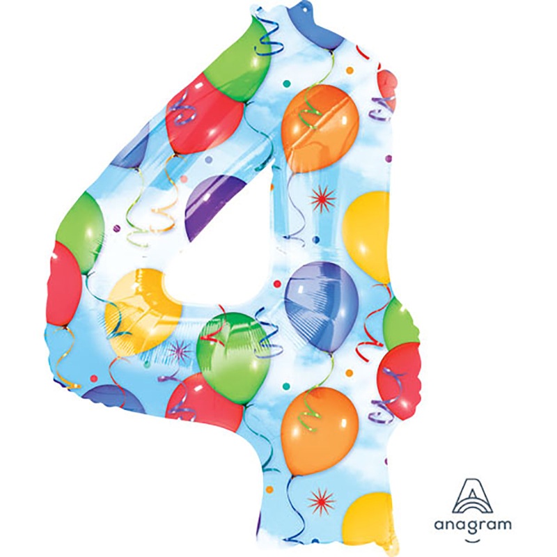 Number 4 - Anagram - Balloons & Streamers 34 Balloon