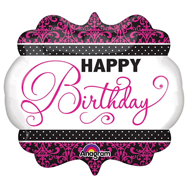 Pink, Black, White Birthday 25 Balloon