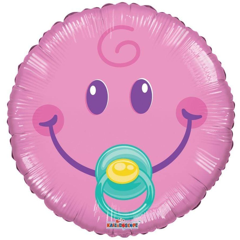 Pink Smiley Girl with Pacifier 18 Balloon