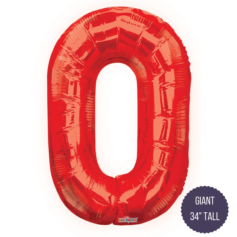 Red Number 0 34 Balloon