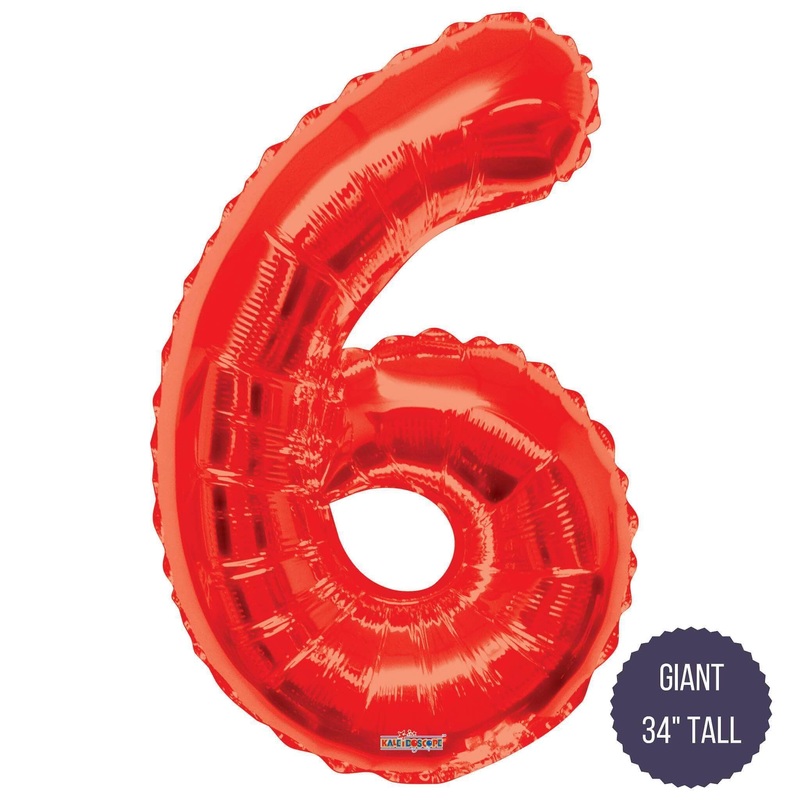 Red Number 6 34 Balloon