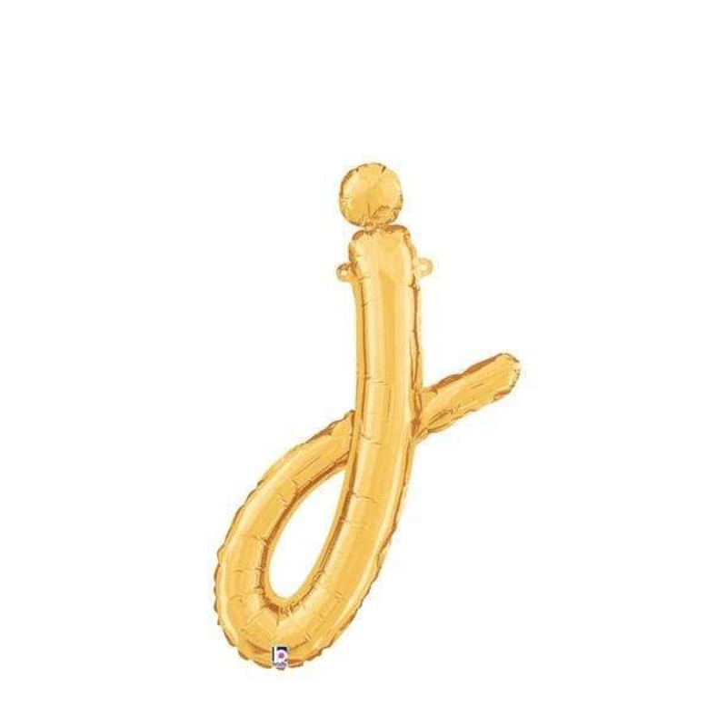 Script Cursive Balloon Letter J Gold