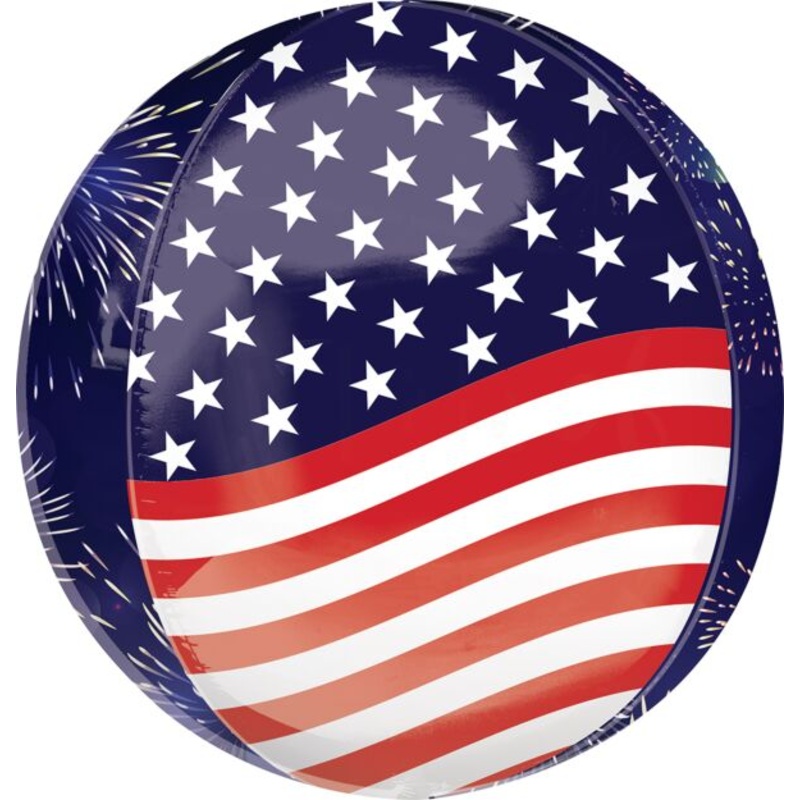 Stars and Stripes and Fireworks Orbz 26 Balloon