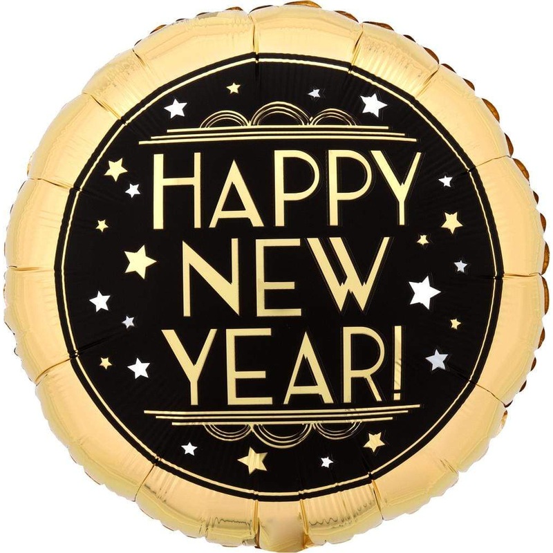Vintage Gold Satin Happy New Year 18 Balloon