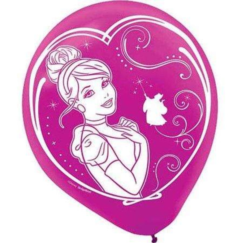 Cinderella Print Assorted 12 Latex Balloons (6 count)
