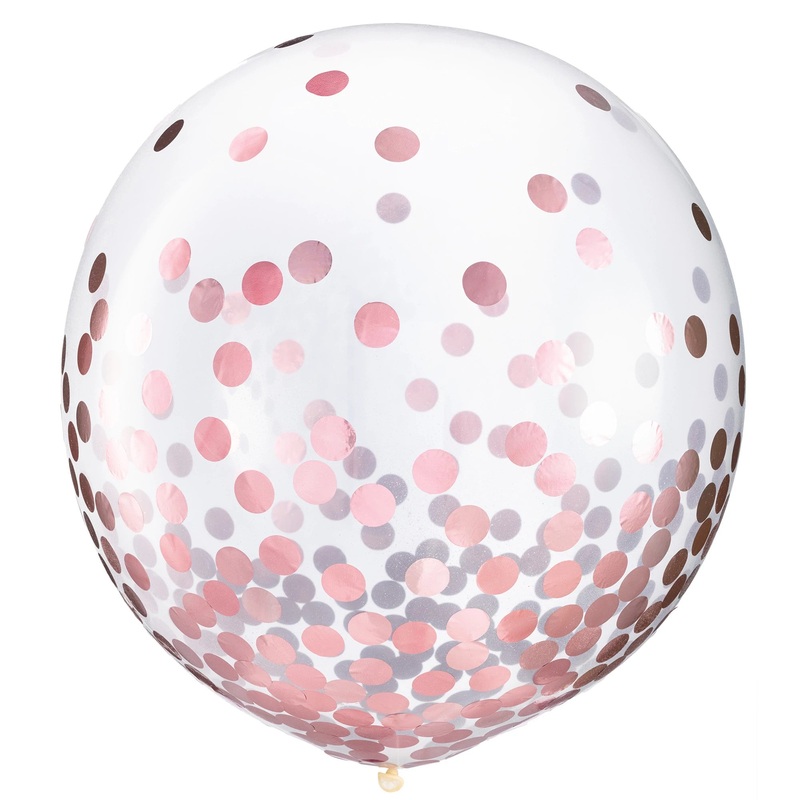 Clear with Pink Confetti 24 Latex Balloons (2 count)