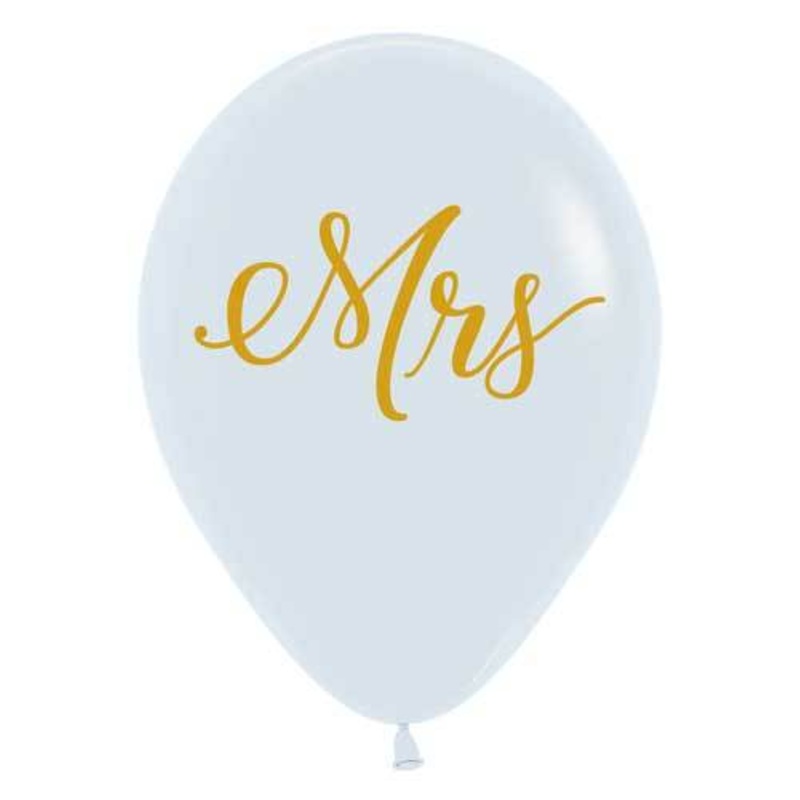 Fashion White Mrs. 11 Latex Balloons (50 count)