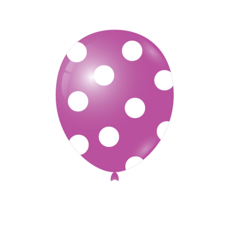 Fuchsia with Polka Dots 12 Latex Balloons (8)