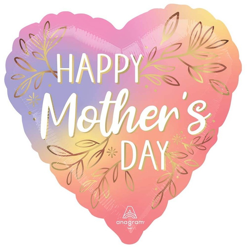 Happy Mother's Day Botanical Hearts 18 Balloon