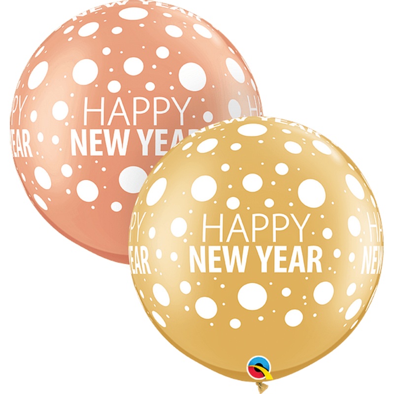 Happy New Year Dots-A-Round 30 Latex Balloons (2 count)