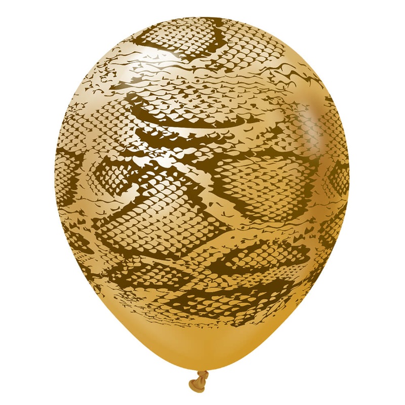 Kalisan Safari Snake - Mirror Gold W/ Dark Brown Ink 12 Latex Balloons (25 count)