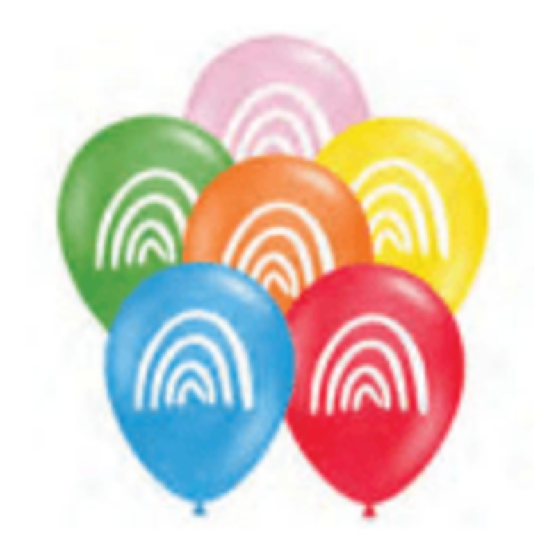 Rainbow Print Standard Assortment 14 Latex Balloons (25 count)