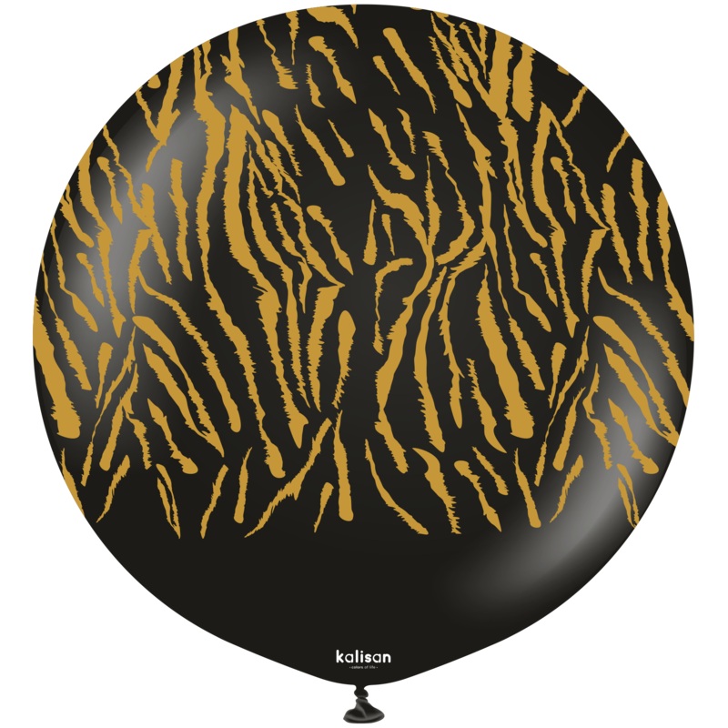 Safari Tiger Black with Gold Print 24 Latex Balloon